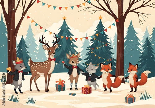 set of pizza labels, Christmas and snowman