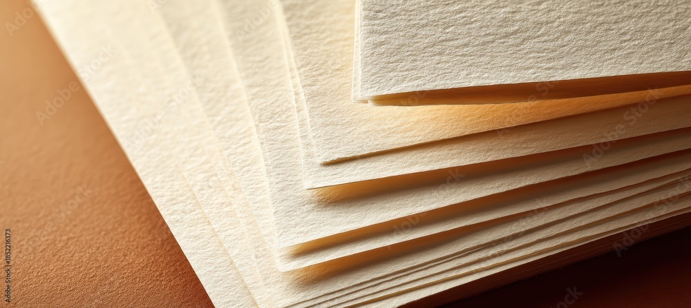 Obraz premium stacked paper texture with deckle edge and warm gradient background