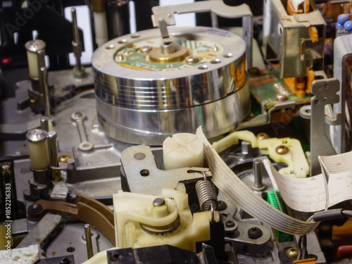Internal Mechanism of Vintage Video Cassette Recorder