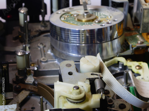 Internal Mechanism of Vintage Video Cassette Recorder