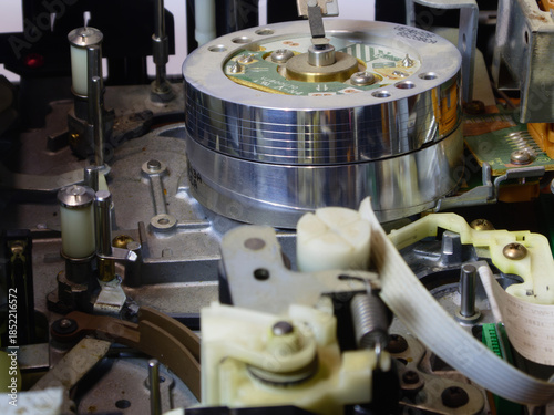 Internal Mechanism of Vintage Video Cassette Recorder