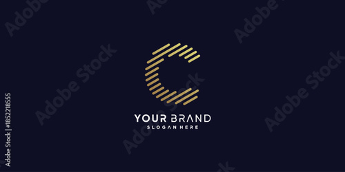 Golden C letter logo with creative concept Premium Vector part 7