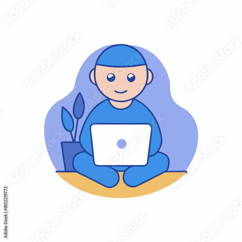 Freelance remote worker working from home illustration