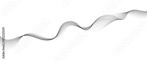 Flowing Dot Wave halftone gradient pattern on transparent background	