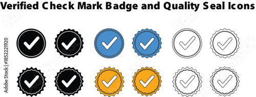 Verified Check Mark Badge and Quality Seal Icons