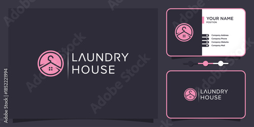 Laundry house logo with creative unique style Premium Vector