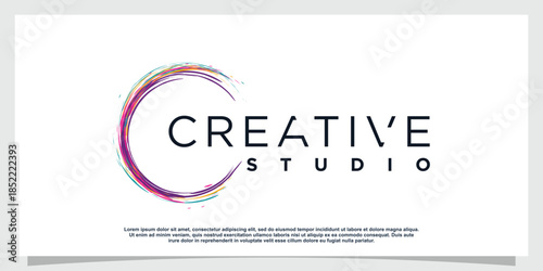 Creative logo with color brush concept Premium Vector part 4