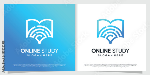 Study logo with book and signal concept Premium Vector part 1