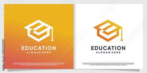 Education logo with modern abstract concept Premium Vector