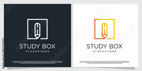 Pencil logo with modern abstract concept Premium Vector