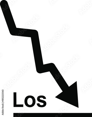 Downward trend graph with los label