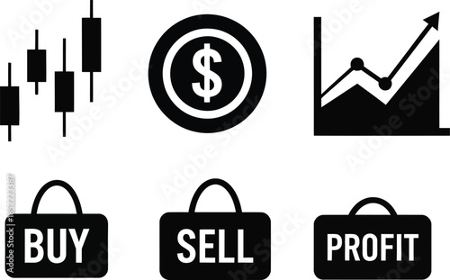 Financial trading and investment icons