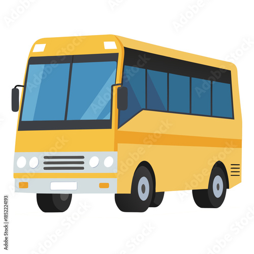 Yellow Passenger bus in side view, isolated on white background. Vector illustration suitable for transportation, public transit, travel.