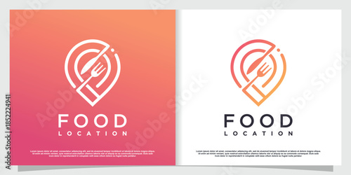 Food location logo with simple and creative element style Premium Vector part 3
