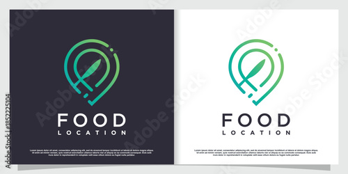 Food location logo with simple and creative element style Premium Vector part 6