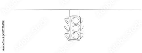 Traffic signal sketch in doodle style with flowing continuous line. Stoplight icon drawing for road safety, street control, and urban design projects with editable vector.