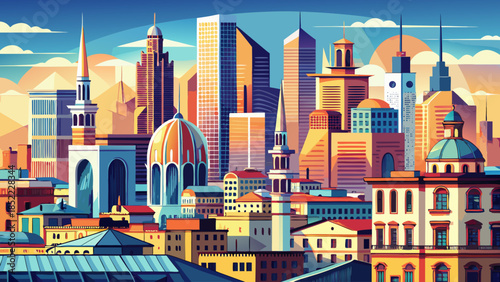 Very beautiful skyline of Milan blending modern skyscrapers with historic architecture, captured in clear daylight, showcasing Italy’s dynamic contrast between contemporary design and cultural heritag