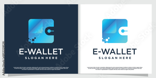 E wallet logo design with creative concept Premium Vector