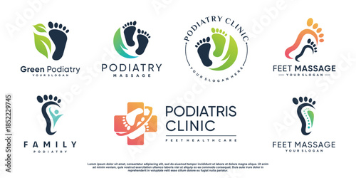Podiatrist logo set with creative element style Premium Vector