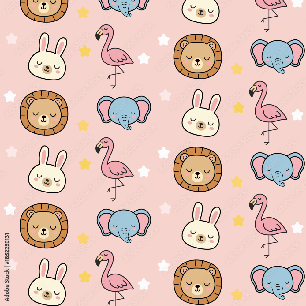 Obraz premium Cute Animal Pattern Seamless Design