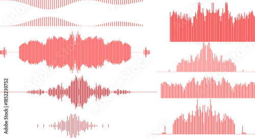 Red sound wave patterns on a for audio visualization