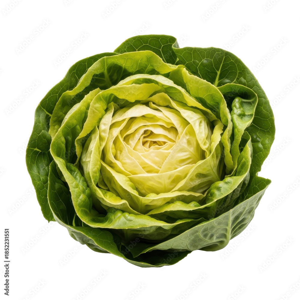 Fototapeta premium Fresh Butter Lettuce Head Black Background