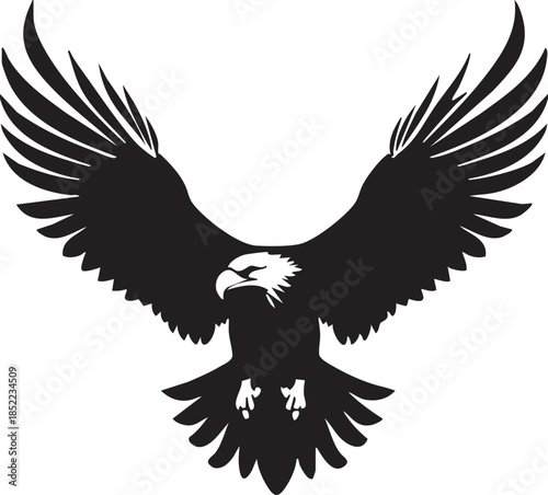 Bald Eagle in Flight Front View Vector Design