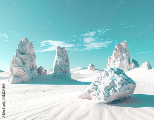 Désert de glace sous un ciel turquoise