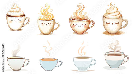 Coffee cup icon symbol isolated transparent background, editable vector artwork ai illustration file, hot beverage mug for cafe menu, takeaway branding, packaging and web design UX