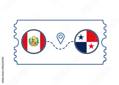 Peru – Panama International Travel Route vector ticket
Vector ticket route between countries