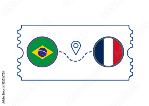 Brazil – France International Travel Route vector ticket
Vector ticket route between countries