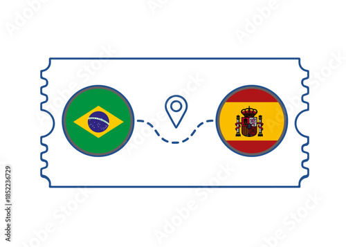 Brazil – Spain International Travel Route vector ticket
Vector ticket route between countries