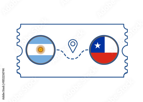 Argentina – Chile International Travel Route vector ticket
Vector ticket route between countries