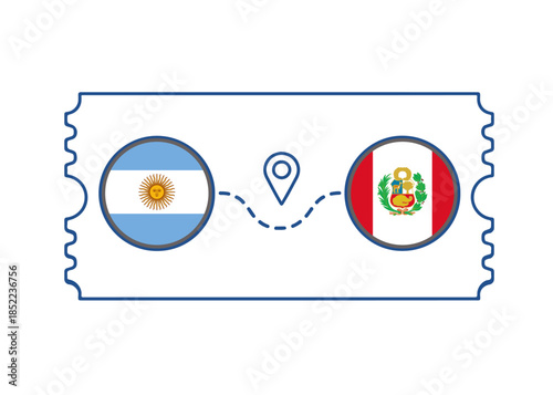 Argentina – Peru International Travel Route vector ticket
Vector ticket route between countries