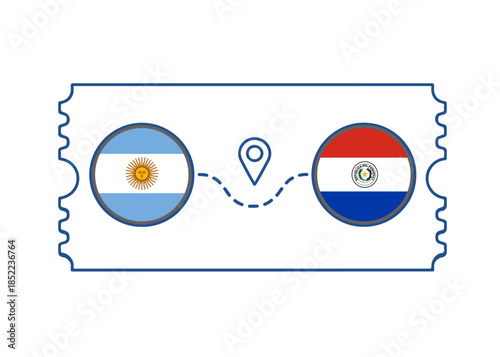 Argentina – Paraguay International Travel Route vector ticket
Vector ticket route between countries
