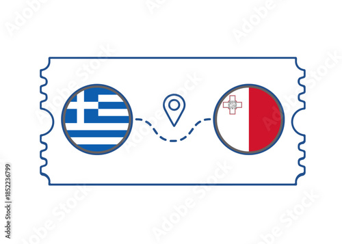 Greece – Malta International Travel Route vector ticket
Vector ticket route between countries
