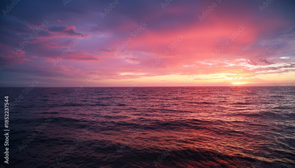 Fototapeta premium Beautiful Pink Sunset Over Sea