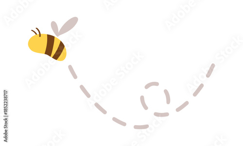 Cute bee flight along route