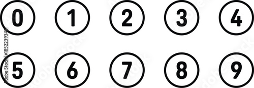 Numbers and Digits in Circles - A Set of Numerical Icons for Various Uses
