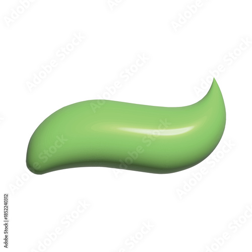 3D green toothpaste, gel or cosmetic cream smear, abstract glossy wave shape for packaging, print and product design, vector illustration, isolated on white background, EPS 10