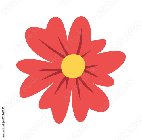 Red flower pollinated with bee