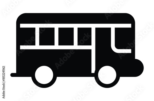 Black and White Iconic Illustration of a Public Transit Bus Design
