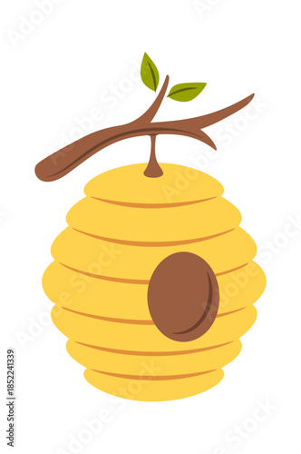 Beehive hanging on tree brunch