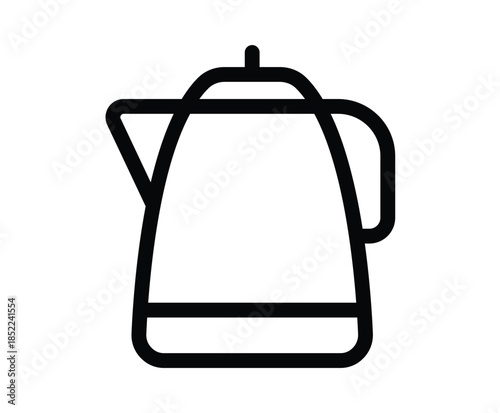 Simple Outline Drawing of a Classic Tea Kettle Design on White Background
