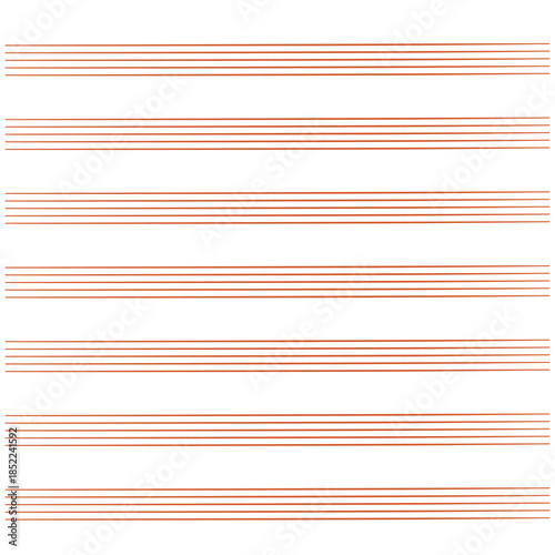 Graph paper. Printable grid paper with stave on a white background. A blank music sheet paper with staff. Geometric pattern for composition, education, school. Realistic lined paper blank size A4.