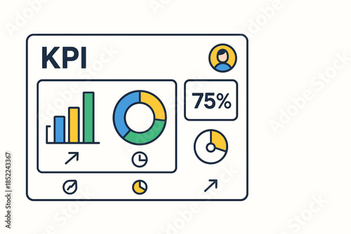 Kpi dashboard with performance charts and user profiles