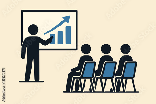 Business presentation with growth chart in training session