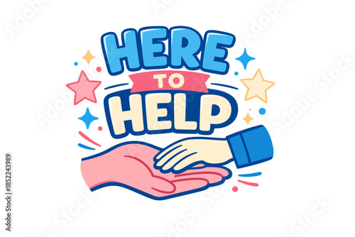 of helping hands with encouraging message and colorful stars