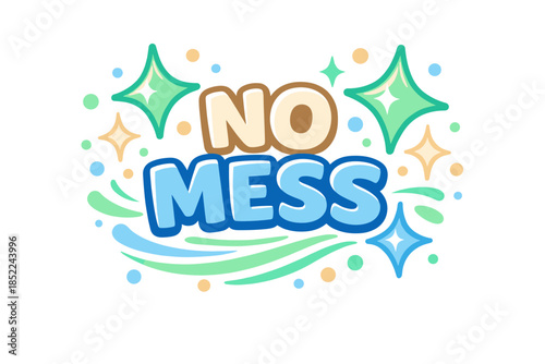 No mess clean design with decorative sparkles and colorful elements