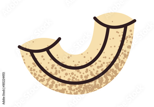 Raw macaroni shape sticker shape
